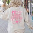 Women Teacher In Progress Coquette Pink Bow Future Teacher Women's Sweatshirt Back Print Sand