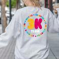 3K Team & Teacher Squad Threes Crew PreK Elementary Team Women's Sweatshirt Back Print Ash