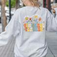 4th Fourth Grade Teacher Appreciation Teaching Wildflowers Women's Sweatshirt Back Print Ash