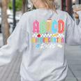 ABCD Kindergarten Rocks Pencil Lightning Teachers Rock Boys Women's Sweatshirt Back Print Ash