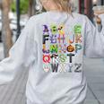 ABCs Alphabet Halloween Learning Kindergarten Teachers Women's Sweatshirt Back Print Ash ABCs Alphabet Halloween Learning Kindergarten Teachers Women's Sweatshirt Back Print Ash