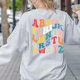 Alphabet Hi Back To School ABC Pre K Kindergarten Teacher Women's Sweatshirt Back Print Ash Alphabet Hi Back To School ABC Pre K Kindergarten Teacher Women's Sweatshirt Back Print Ash