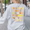 Alphabet Turkey Thanksgiving Costume Preschool Teacher Men Women Women's Sweatshirt Back Print Ash