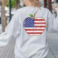 American Flag Teachers Students Apple 4th Of July Vintage Women's Sweatshirt Back Print Ash American Flag Teachers Students Apple 4th Of July Vintage Women's Sweatshirt Back Print Ash