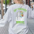 Art Teachers Love Brains Shirt Halloween Zombie Teaching Tee Men Women Kids Women's Sweatshirt Back Print Ash