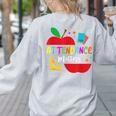 Attendance Matters Teacher Apple For Back To School Women's Sweatshirt Back Print Ash Attendance Matters Teacher Apple For Back To School Women's Sweatshirt Back Print Ash