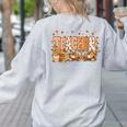 Autumn Pumpkin Thanksgiving Coffee Floral Teacher Fall Women's Sweatshirt Back Print Ash
