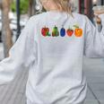 Back To School Cute Hungry Lover Fruits Teacher Women's Sweatshirt Back Print Ash