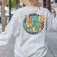 Back To School Groovy Teacher 1st First Grade Crew Squad Women's Sweatshirt Back Print Ash Back To School Groovy Teacher 1st First Grade Crew Squad Women's Sweatshirt Back Print Ash