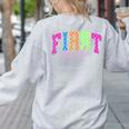 Back To School Neon Checkered First Grade Colorful Teacher Women's Sweatshirt Back Print Ash