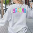 Back To School Neon Checkered Second Grade Colorful Teacher Women's Sweatshirt Back Print Ash