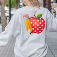 Back To School Pencil And Apple Teacher Student Women's Sweatshirt Back Print Ash Back To School Pencil And Apple Teacher Student Women's Sweatshirt Back Print Ash