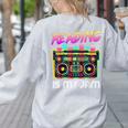 Back To School Retro Reading Is My Jam 80s Teacher Boombox Women's Sweatshirt Back Print Ash