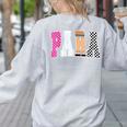 Back To School Teacher Para Preppy Checkered Para Life Women's Sweatshirt Back Print Ash