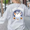 Boo Jour Ghost Halloween French Teacher Cute Coffe Croissant Women's Sweatshirt Back Print Ash Boo Jour Ghost Halloween French Teacher Cute Coffe Croissant Women's Sweatshirt Back Print Ash
