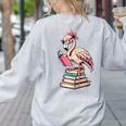 Book Lover Cute Flamingo Reading Teacher Librarian Women Women's Sweatshirt Back Print Ash