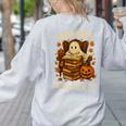 Books Are Spooktacular Ghost Book Reading Halloween Teachers Women's Sweatshirt Back Print Ash