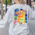 Broken Crayons Still Color Cat Teacher Women's Sweatshirt Back Print Ash