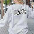 Bulldogs School Spirit Bulldog Pride Checkered Teacher Women's Sweatshirt Back Print Ash Bulldogs School Spirit Bulldog Pride Checkered Teacher Women's Sweatshirt Back Print Ash