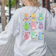 Bunny Reading Books Easter Day Librarian Teacher Book Women's Sweatshirt Back Print Ash