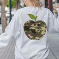 Camo Apple Camouflage Clothing School Student Camo Teacher Men Women Kids Women's Sweatshirt Back Print Ash