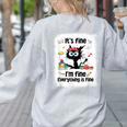 Cat It's Fine I'm Fine Everything Is Fine Teacher Life Women's Sweatshirt Back Print Ash Cat It's Fine I'm Fine Everything Is Fine Teacher Life Women's Sweatshirt Back Print Ash