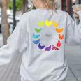Chicken Themed Color Wheel Educational Art Teacher Artist Men Women Girls Kids Women's Sweatshirt Back Print Ash
