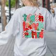 Christmas Coquette Bow Teacher Teach Love Inspire Women's Sweatshirt Back Print Ash Christmas Coquette Bow Teacher Teach Love Inspire Women's Sweatshirt Back Print Ash