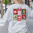 Christmas Teacher Stamps Women's Sweatshirt Back Print Ash