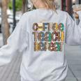 Coffee Teach Repeat Leopard Print Back To School Teachers Women's Sweatshirt Back Print Ash