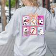 Coquette Bow Spooky Teacher Ghost Halloween Trick Or Teach Women's Sweatshirt Back Print Ash Coquette Bow Spooky Teacher Ghost Halloween Trick Or Teach Women's Sweatshirt Back Print Ash