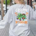 Creepin It Real Monster School 3rd Grade Teacher Halloween Women's Sweatshirt Back Print Ash