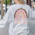 Cute Daycare Teacher Rainbow Leopard Print Childcare Worker Women's Sweatshirt Back Print Ash