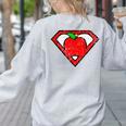 Cute Distressed Super Teacher Superhero Apple Shirt Women's Sweatshirt Back Print Ash Cute Distressed Super Teacher Superhero Apple Shirt Women's Sweatshirt Back Print Ash