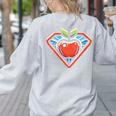 Cute Distressed Super Teacher Superhero Apple Women's Sweatshirt Back Print Ash Cute Distressed Super Teacher Superhero Apple Women's Sweatshirt Back Print Ash