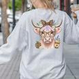 Cute Floral Highland Cow Back To School For Women Teacher Women's Sweatshirt Back Print Ash Cute Floral Highland Cow Back To School For Women Teacher Women's Sweatshirt Back Print Ash