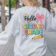 Cute Hello Second Grade Back To School Coquette Teacher Girl Women's Sweatshirt Back Print Ash