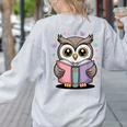 Cute Reading Owl Book Lover Teacher Librarian Bookworm Women's Sweatshirt Back Print Ash Cute Reading Owl Book Lover Teacher Librarian Bookworm Women's Sweatshirt Back Print Ash