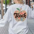 Cute Teacher With Apple Retro Teacher Kids Back To School Women's Sweatshirt Back Print Ash Cute Teacher With Apple Retro Teacher Kids Back To School Women's Sweatshirt Back Print Ash
