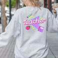 Cute Teacher Shirt 80's 90's Style Retro Old School Teacher For Men Women Women's Sweatshirt Back Print Ash