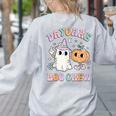 Daycare Boo Crew Groovy Halloween Floral Ghost Kid Teacher Women's Sweatshirt Back Print Ash