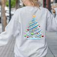 DNA Helix Christmas Tree Scientist Biology Science Teacher Women's Sweatshirt Back Print Ash