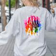 Earth Without Art Is Just Eh Painting Artist Pun Art Teacher Women's Sweatshirt Back Print Ash