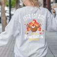 Lets Eat Kids Punctuation Saves Lives Thanksgiving Teacher Women's Sweatshirt Back Print Ash Lets Eat Kids Punctuation Saves Lives Thanksgiving Teacher Women's Sweatshirt Back Print Ash