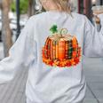 Fall Book Autumn Reading Teacher Halloween Pumpkin Season Women's Sweatshirt Back Print Ash