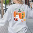 Fall Book Pumpkin Ghost Reading Books Halloween Teacher Women's Sweatshirt Back Print Ash Fall Book Pumpkin Ghost Reading Books Halloween Teacher Women's Sweatshirt Back Print Ash