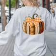 Fall Book Pumpkin Halloween Teacher Librarian Thanksgiving Women's Sweatshirt Back Print Ash