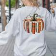 Fall Book Pumpkin Retro Reading Halloween Teacher Librarian Women's Sweatshirt Back Print Ash