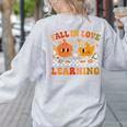 Fall In Love With Learning Autumn Pumpkin Fall Teacher Kids Women's Sweatshirt Back Print Ash Fall In Love With Learning Autumn Pumpkin Fall Teacher Kids Women's Sweatshirt Back Print Ash