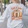 Fall In Love With Learning Book Lover Autumn Pumpkin Teacher Women's Sweatshirt Back Print Ash Fall In Love With Learning Book Lover Autumn Pumpkin Teacher Women's Sweatshirt Back Print Ash